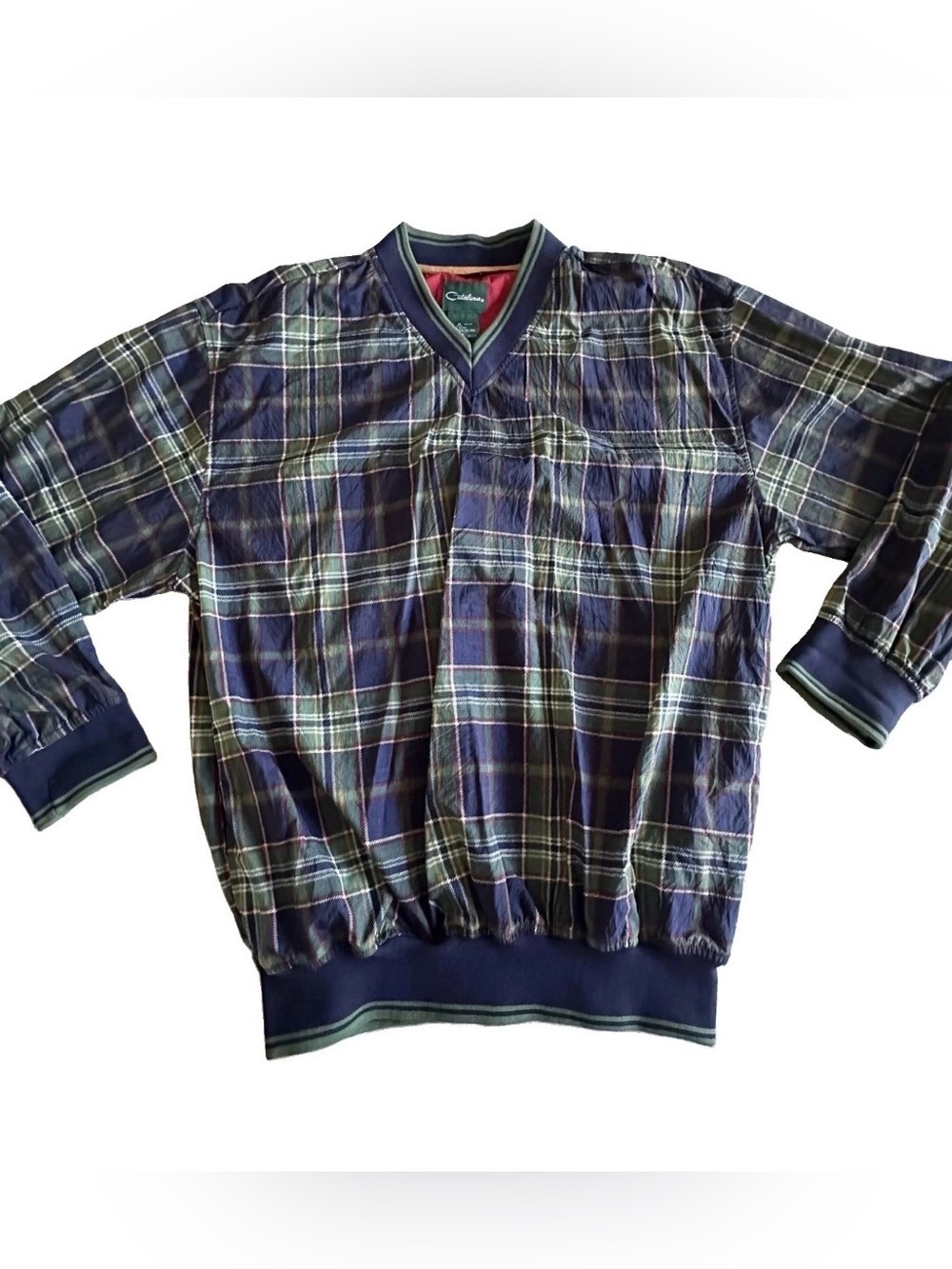 Vtg Catalina Pullover Jacket Mens M Plaid Nylon Windbreaker Retro Old Money Golf